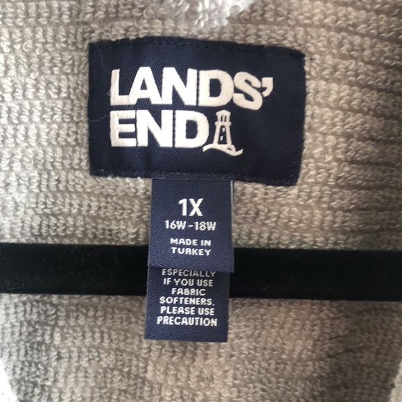 Lands’ End like new grey cotton spa robe 1X - Picture 2 of 5
